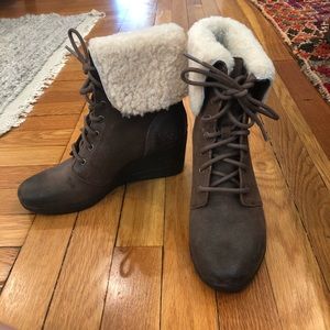 UGG Suede Waterproof, Shearling-lined Wedge Boots